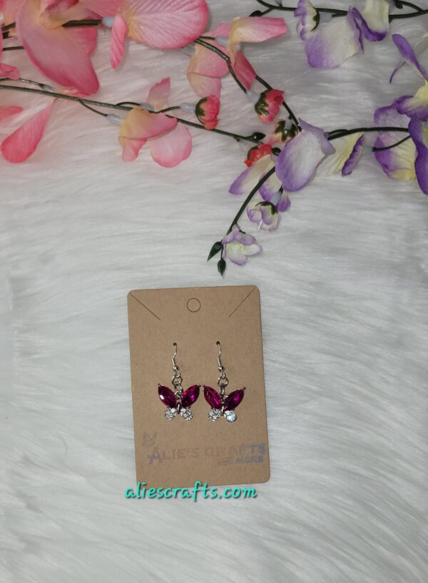 Dark pink gemstone charm earrings - Image 3