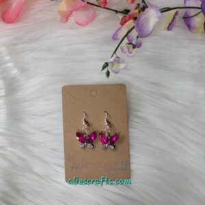 Dark pink gemstone charm earrings