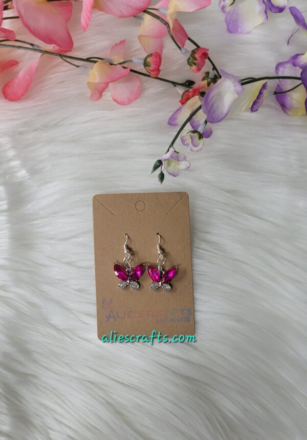 Dark pink gemstone charm earrings