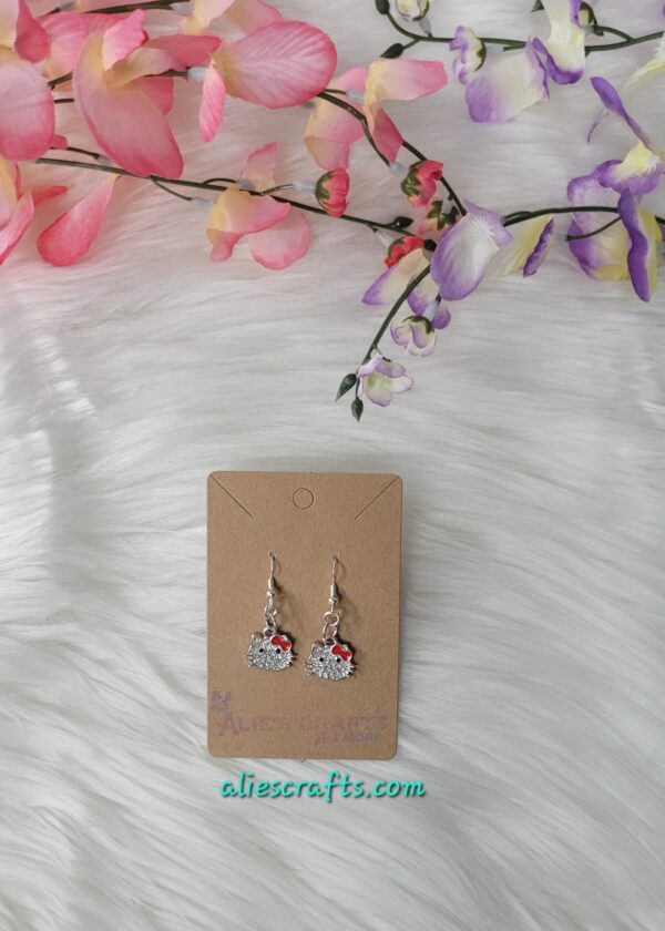 Hello kitty red bow charm earrings - Image 3