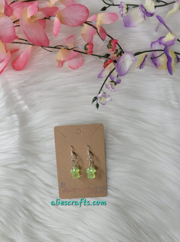 Yello/green mushroom charm earrings