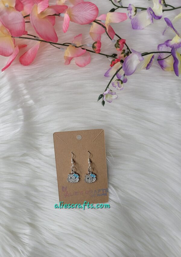 Hello kitty blue bow charm earrings