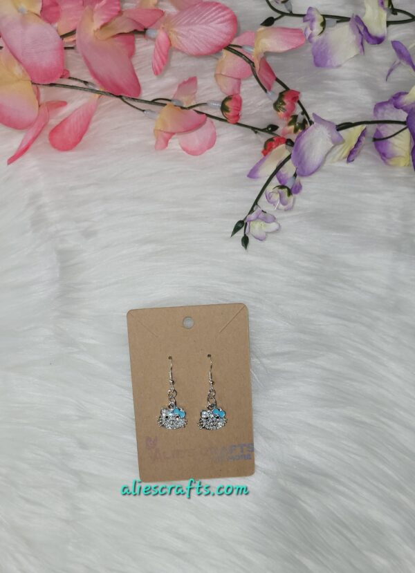 Hello kitty blue bow charm earrings - Image 2