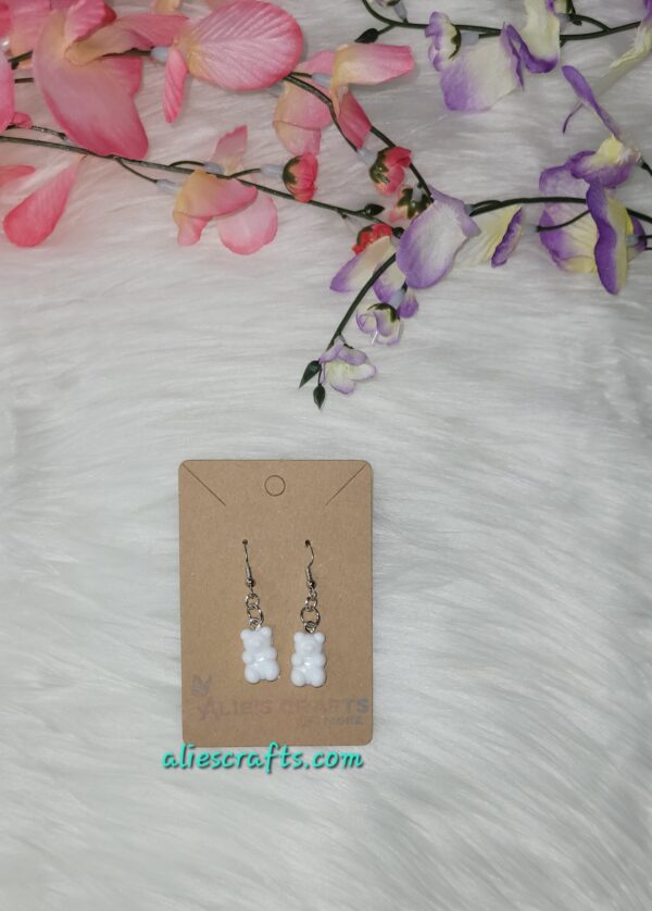 White gummy bears charm earrings