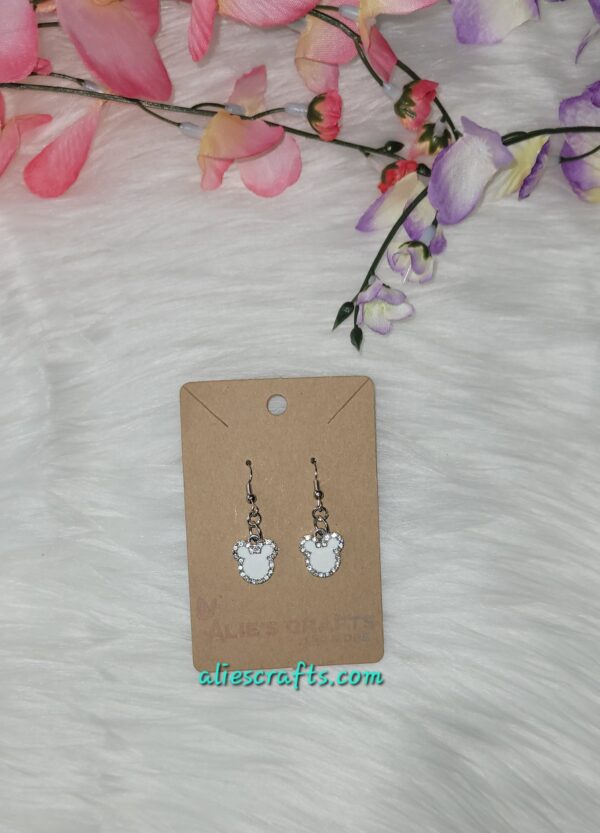 White mickey charm earrings - Image 2
