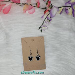 Black mickey charm earrings