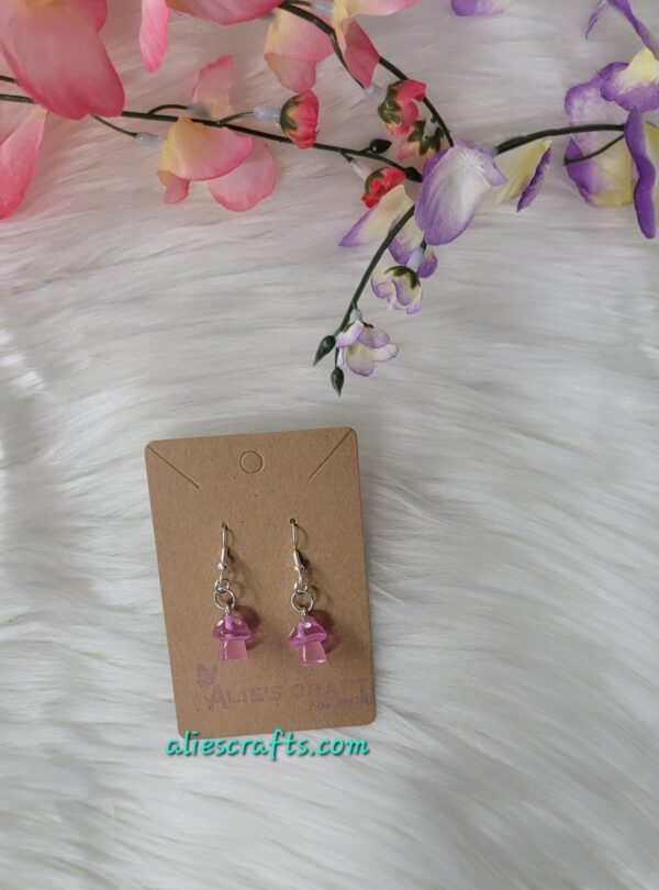 Pink mushrooms charm earrings - Image 3