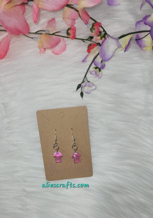 Pink mushrooms charm earrings