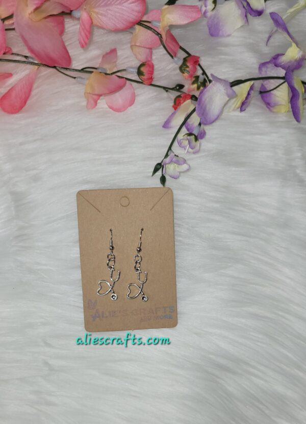 Heart stethoscope charm earrings - Image 2