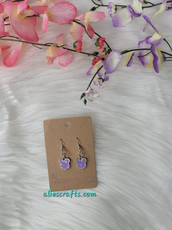 Purple mickey charm earrings - Image 3