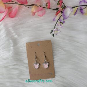 Pink mickey charm earrings