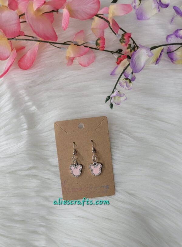 Pink mickey charm earrings