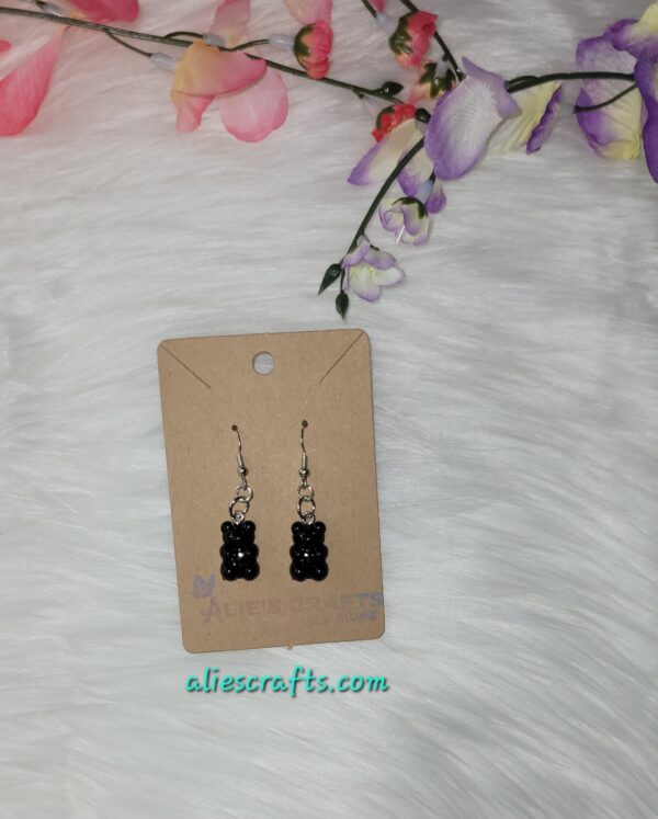 Black gummy bear charm earrings - Image 2