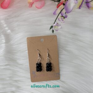 Black gummy bear charm earrings