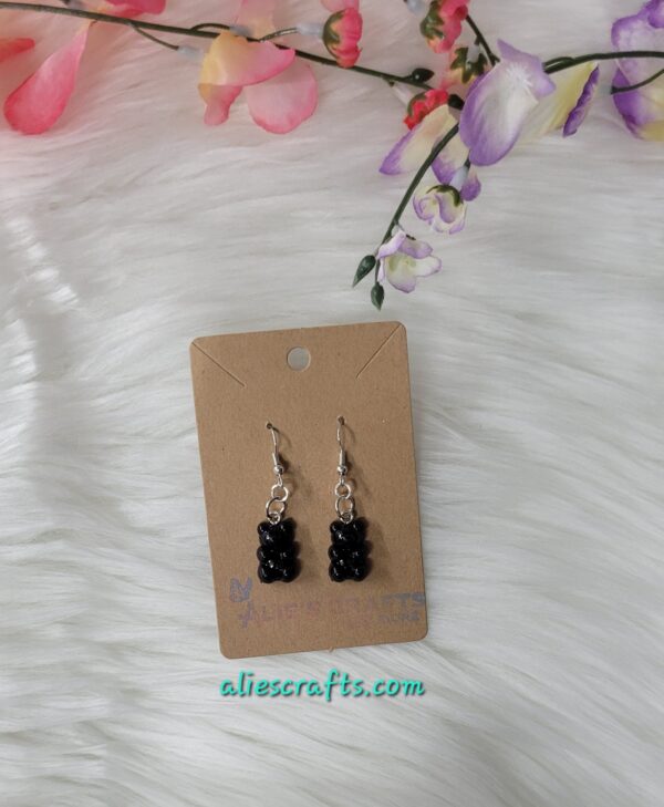 Black gummy bear charm earrings