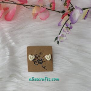 Cream heart earrings