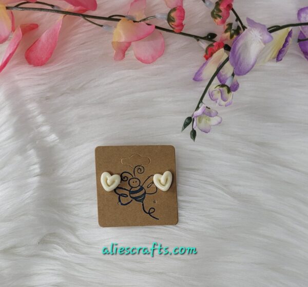 Cream heart earrings
