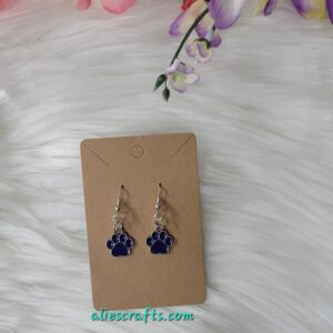 Dark blue paw print charm earrings