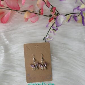 Pink gemstone butterfly earrings