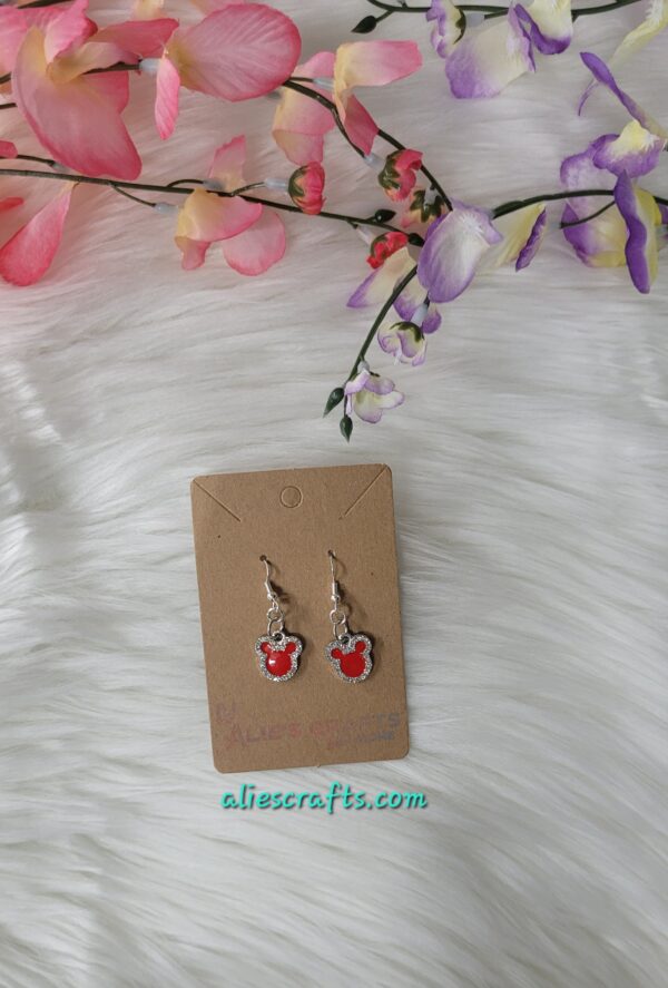 Red mickey charm earrings