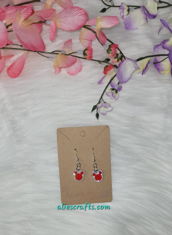 Red mickey charm earrings - Image 2