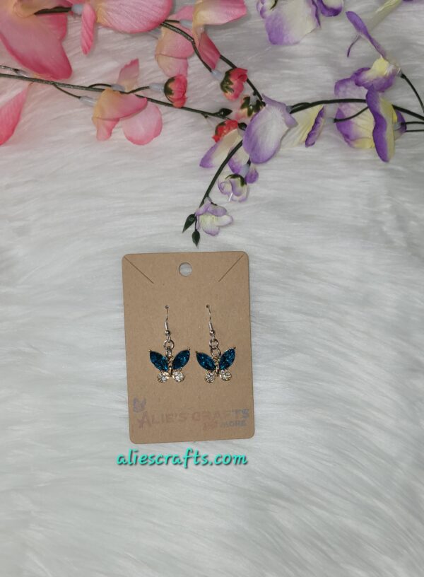 Blue butterfly gemstone charm earrings - Image 2