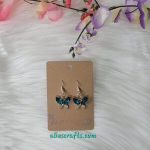 Blue butterfly gemstone charm earrings