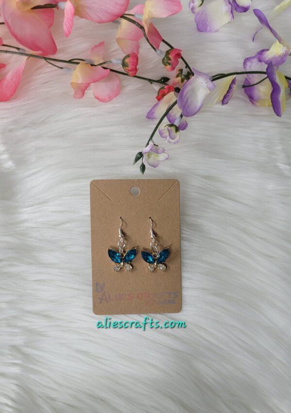 Blue butterfly gemstone charm earrings