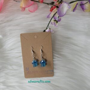Blue mushroom charm earrings