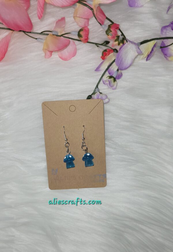 Blue mushroom charm earrings - Image 3