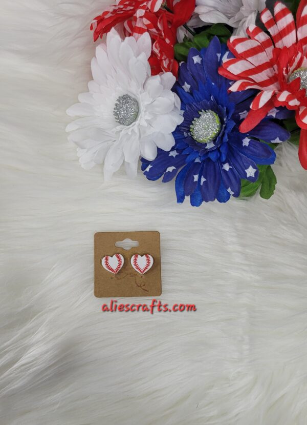 Baseball heart earrings