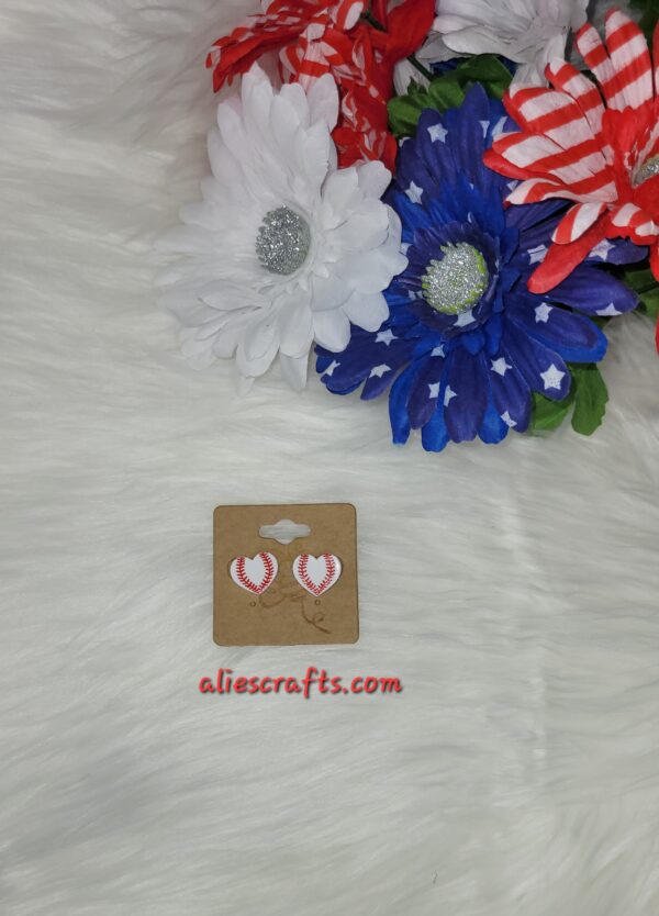 Baseball heart earrings - Image 2