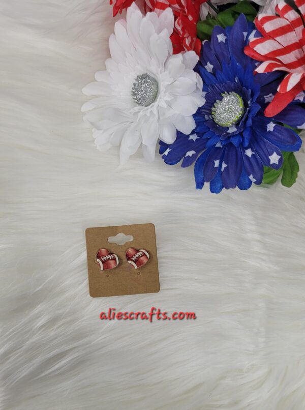 Football heart earrings