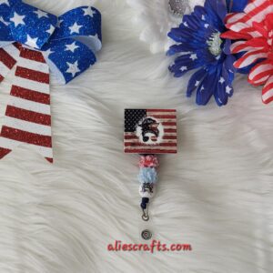 Messy bun girl flag badge
