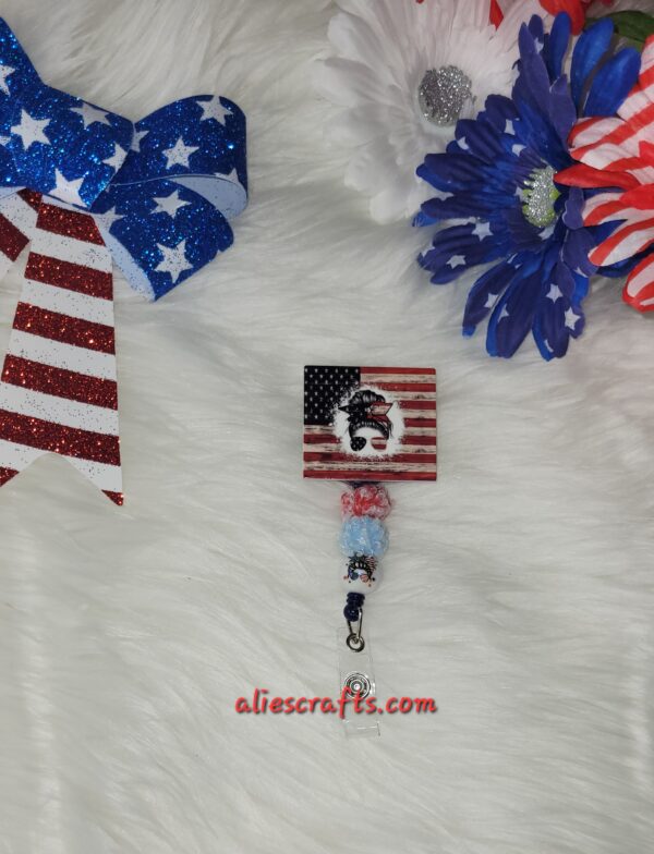 Messy bun girl flag badge - Image 3