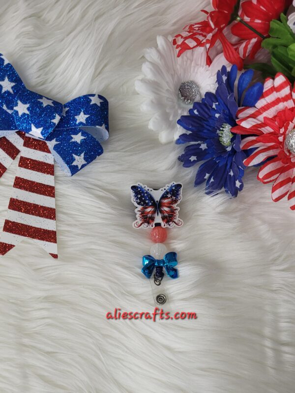 American Flag butterfly badge