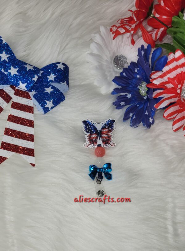 American Flag butterfly badge - Image 4