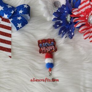Usa badge with fluffy beadd