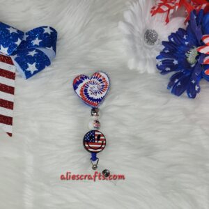 Patriotic Tyedye heart badge
