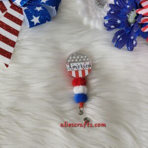 America badge with fluffy beads