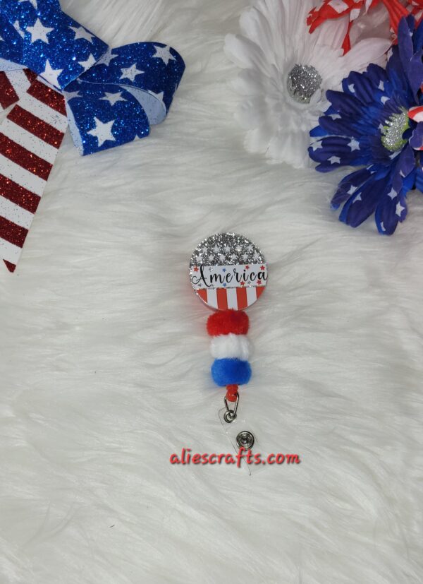 America badge with fluffy beads - Image 3