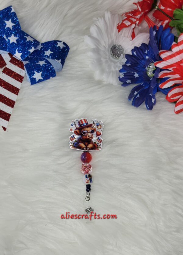 Patriotic cow badge