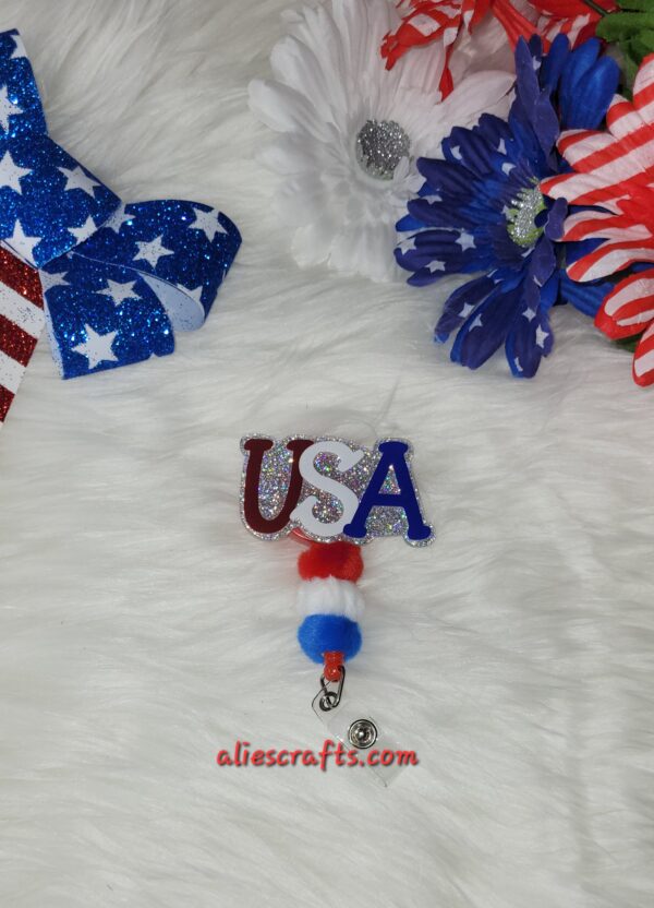 USA badge with fluffy beads - Image 2