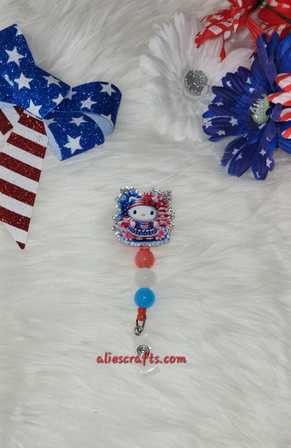 Hello kitty patriotic badge