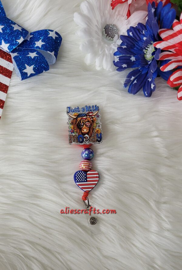 Just a little moody cow patriotic badge