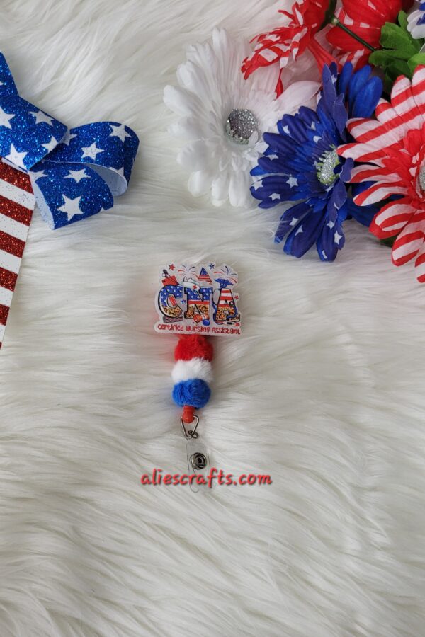 Cna patriotic badge with fluffy beads - Image 3