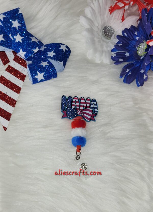 Flag mama badge with fluffy beads - Image 3