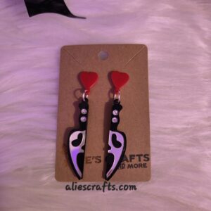 Ghost face knife Halloween earrings