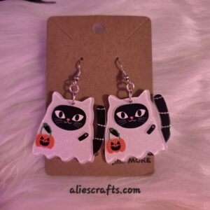 Ghost cat earrings