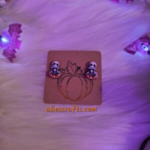 Jack on pumpkin wood earrings